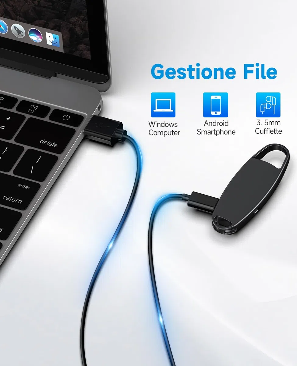 Registratore Vocale Portatile, Mini 32GB Registratore Professionale ad Attivazione Vocale con 25 Ore, Riduzione del Rumore per Lezioni, Riunioni, Interviste, Conferenze