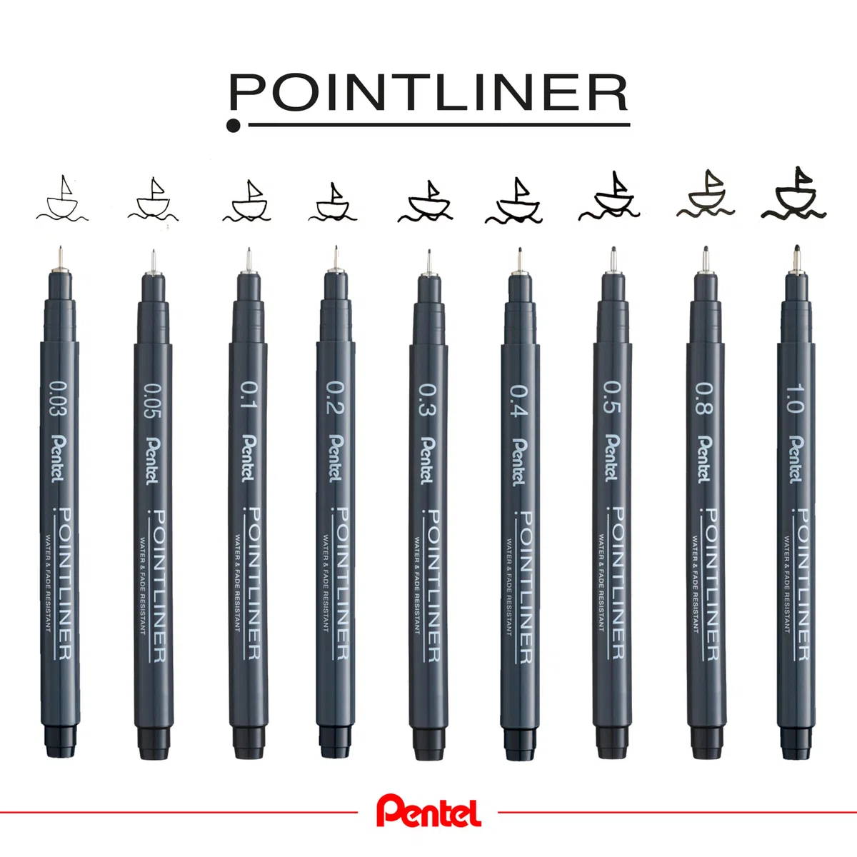 Pentel S20P Pointliner, fineliner punta 0,5 mm nero 12 pz