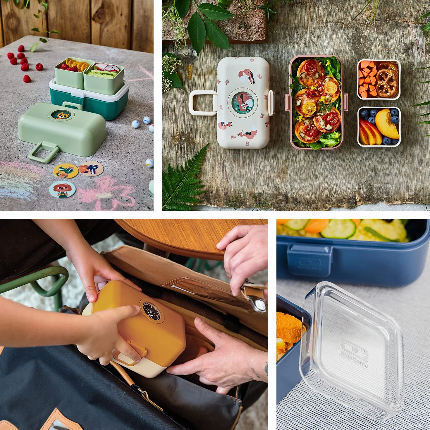 monbento - Lunch Box Bambini Tresor blu Dino - Portapranzo e Portamerenda 3 Scomparti - Ideale per Scuola/Picnic - Porta Pranzo senza BPA - Personalizzabile - Motivo Dinosauri