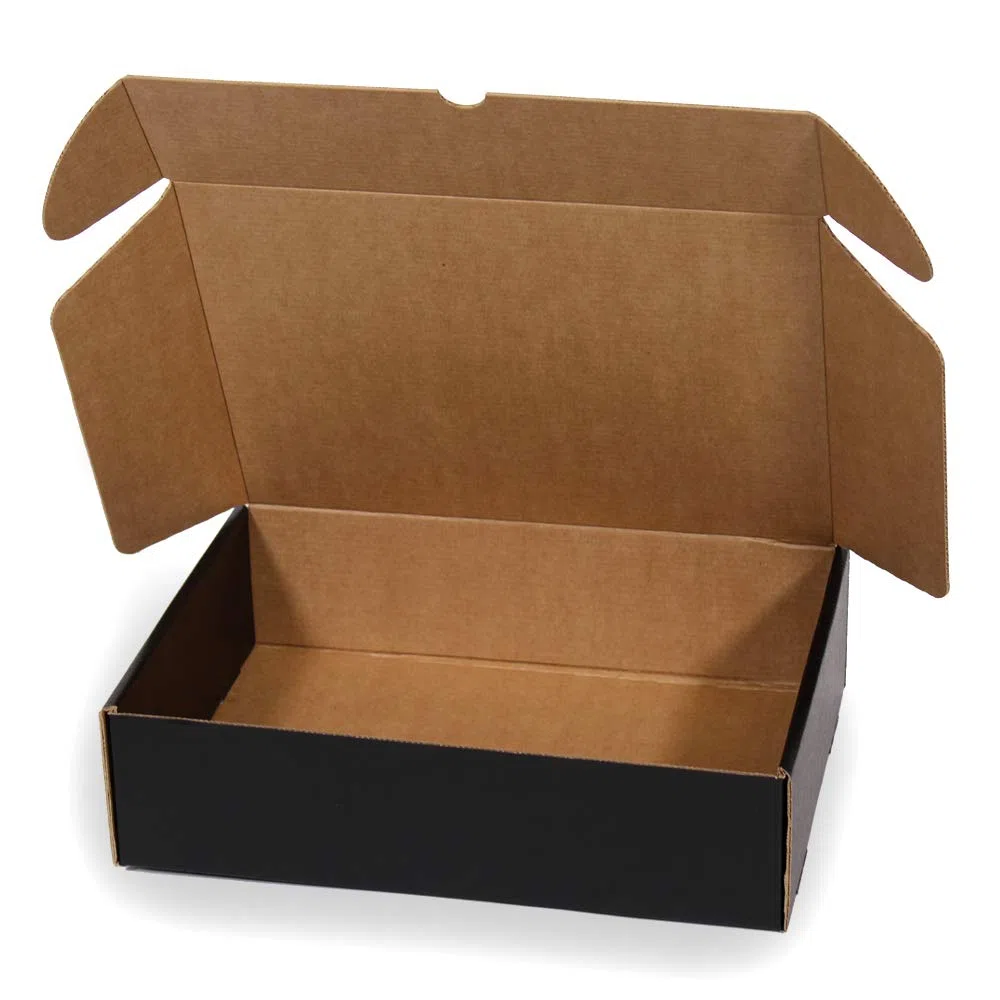 Only Boxes - Confezione da 20 scatole di cartone nero per spedizioni, scatole auto montanti, ideali per regalo, in cartone resistente, misura L, dimensioni 30 x 22 x 8 cm