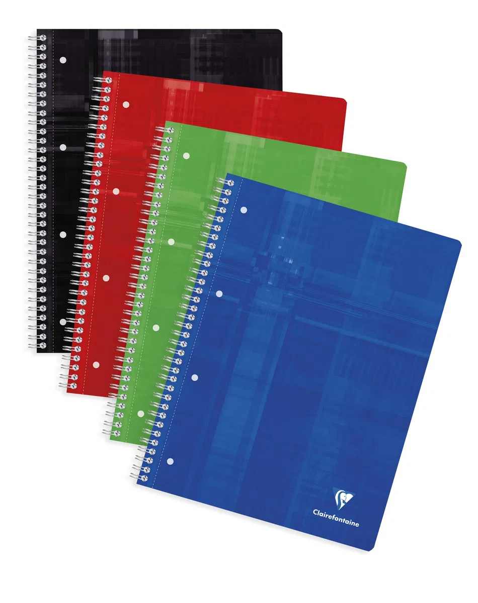 Clairefontaine 8252C CONFEZIONE DA 5 quaderni a spirale Studium - A4+ 22,5x29,7 cm - 160 pagine staccabili forate a quadretti piccoli - carta bianca 90g - copertina in carta laminata - colori casuali