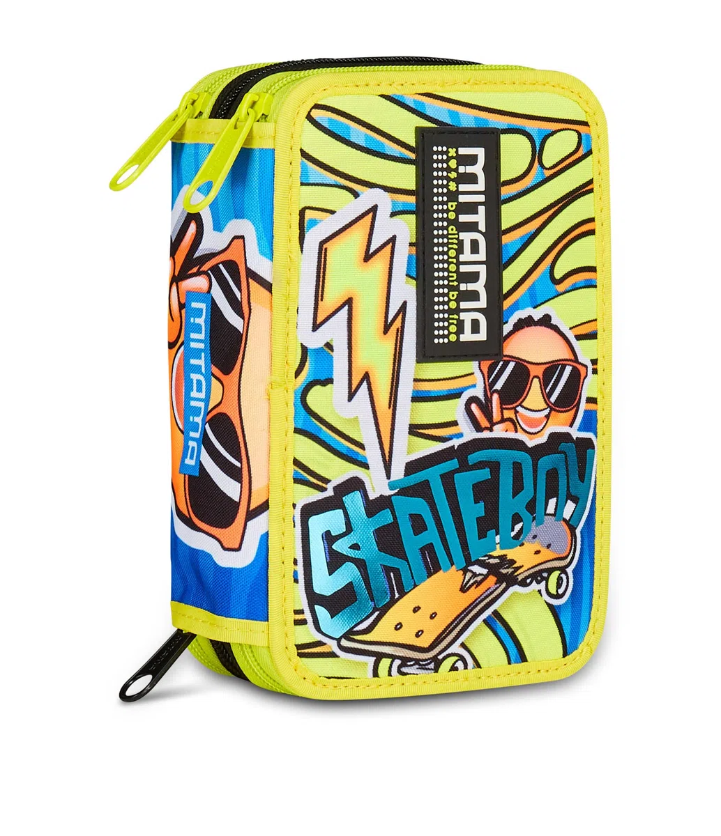 Mitama Astuccio Scuola 3 Scomparti, SUPER TRIPLO FLASH, Contenuto 47 pz, Completo di Matite, Pennarelli, Portapenne Scuola Elementare Bambino