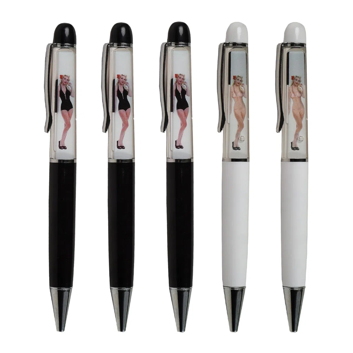 Kawaii Penna a sfera per adulti, donne, uomini - donna nuda, ragazza, scrittura divertente, diario, ufficio - pizzo galleggiante e strisce