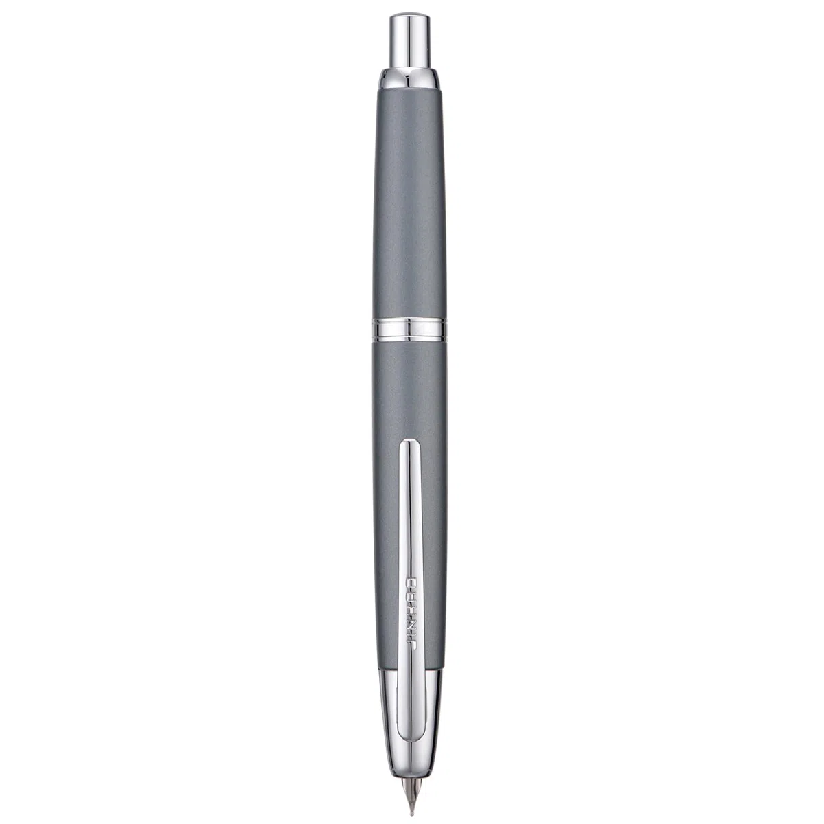 Jinhao 10 - Penna Stilografica a Pressione con Scatola, Pennino Retrattile Medio Grigio Metallo con Set Convertitore di Inchiostro (Clip Argento)