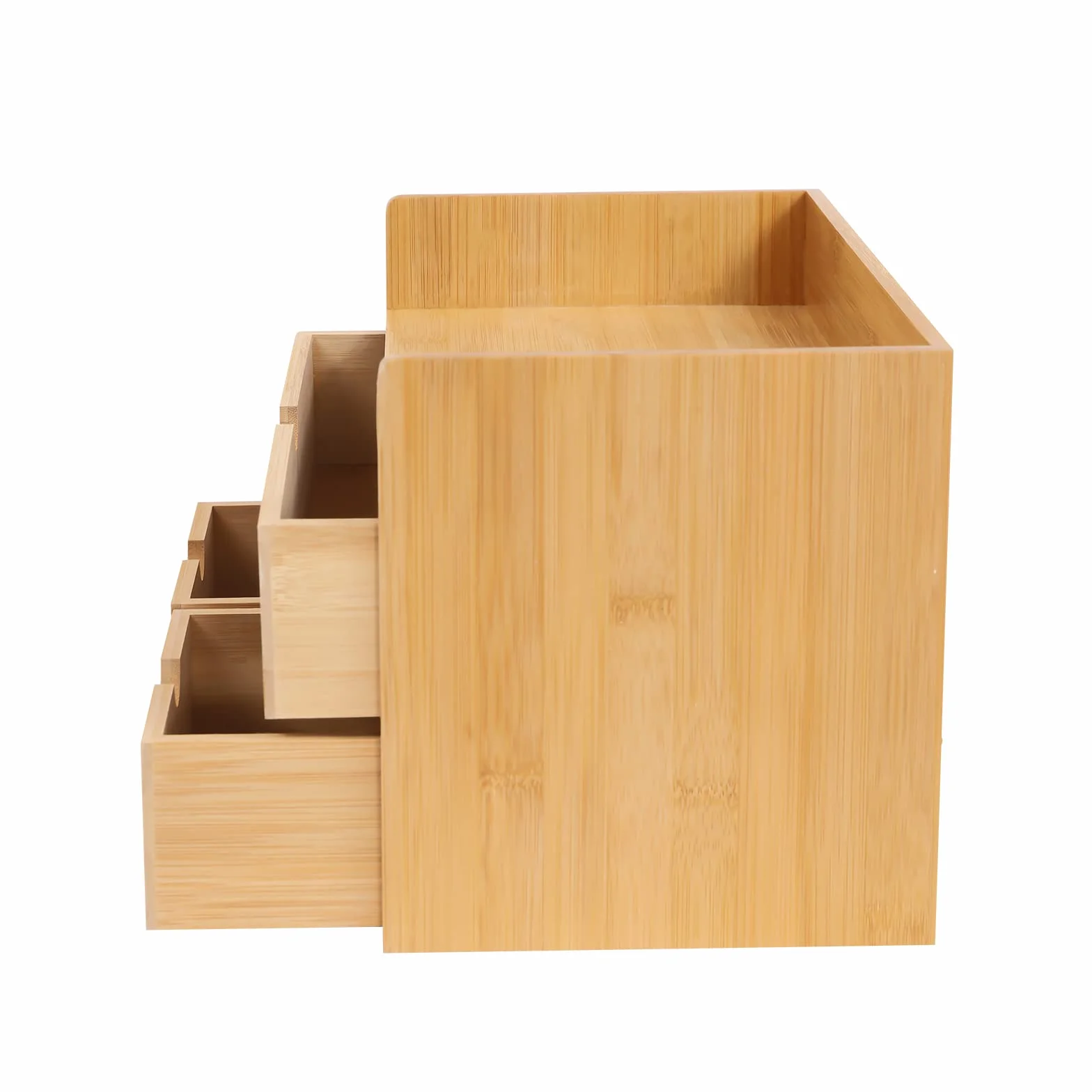 Organizzatore da tavolo con cassetti - In bambù - Mini comò - Scatola per il trucco con 3 cassetti - Per ufficio, soggiorno e camera da letto - Design monoblocco