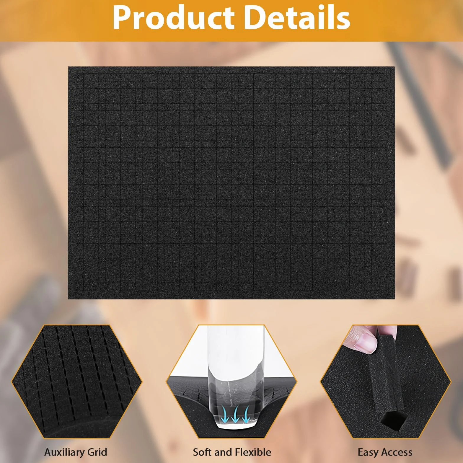 8 Pz Poliuretano Espanso, Inserto in Schiuma Pretagliato 4 Pz 400 x 300 x 25mm, 4 Pz 400 x 300 x 10mm Inserto in Schiuma Pretagliato Alta Densità, Valigetta per Fotocamera, Inserto per Valigia