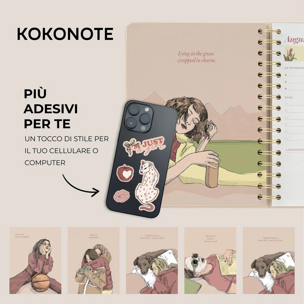 Kokonote Agenda Settimanale 2026 2027 Blossom - Diario Scoula 2026-2027 per Università e Scuola Superiore | Weekly Planner con Copertina Rigida, Segnalibri e Stickers (17x21,5 cm)