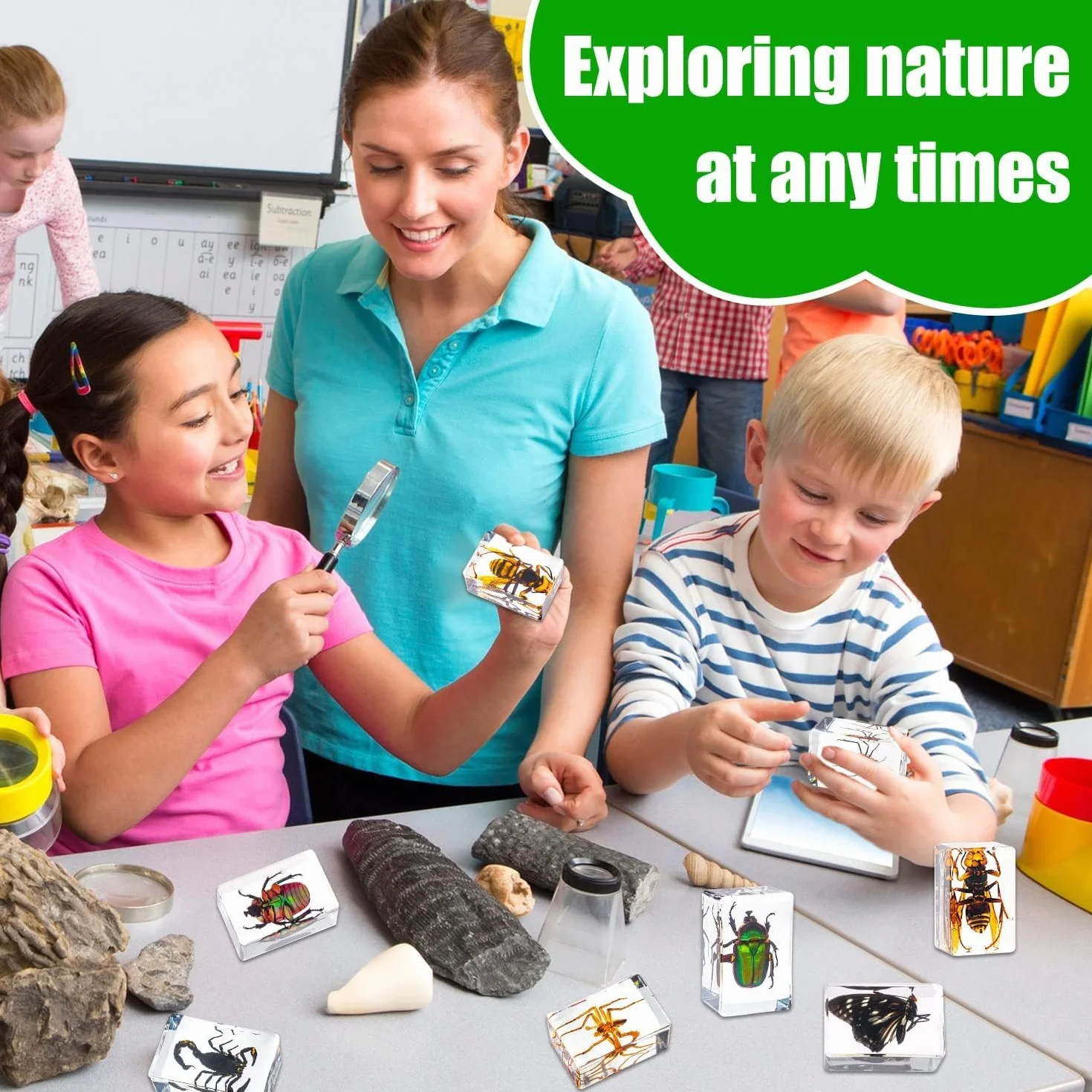 Campione di insetti in resina, collezione di insetti, fermacarte per bambini, vero insetto, conservato in resina, per giocattoli educativi scientifici, scrivania per ufficio, articoli natalizi (6