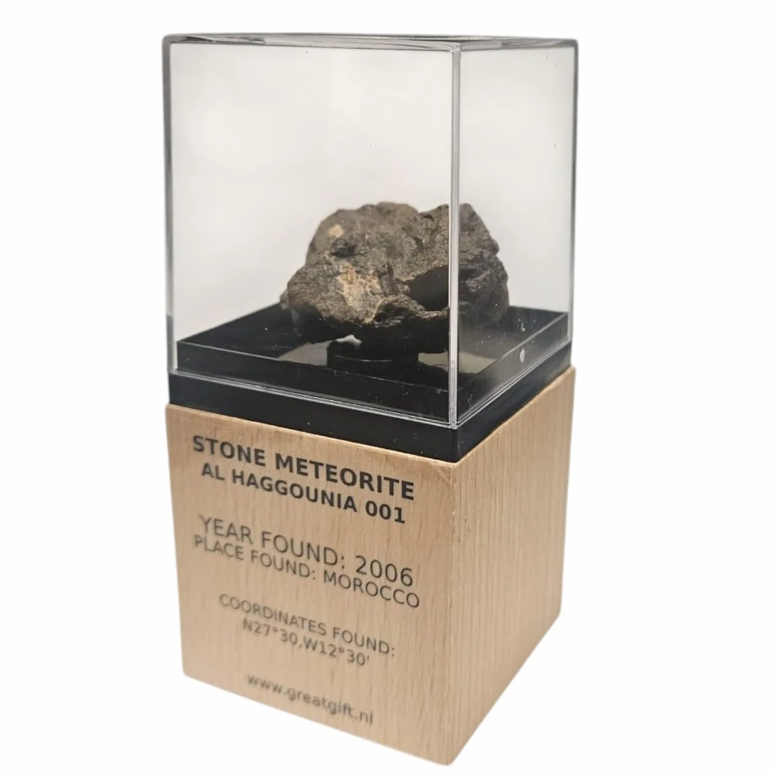 GreatGift Meteorite Standard -Al Haggounia 001 - Con certificato - Regalo molto speciale - Pietra spaziale - Pietra preziosa - Meteorite, gg-3111