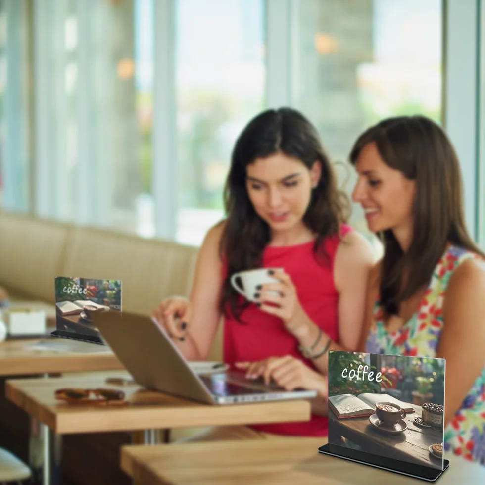 5 Pezzi A5 Espositore da Tavolo a Forma di T Doppio Espositore da Tavolo Orizzontale A5 Orizzontale Acrilico Porta-avvisi da Tavolo con Base per Menù, Carta, Schede Informative, Ufficio e Altro