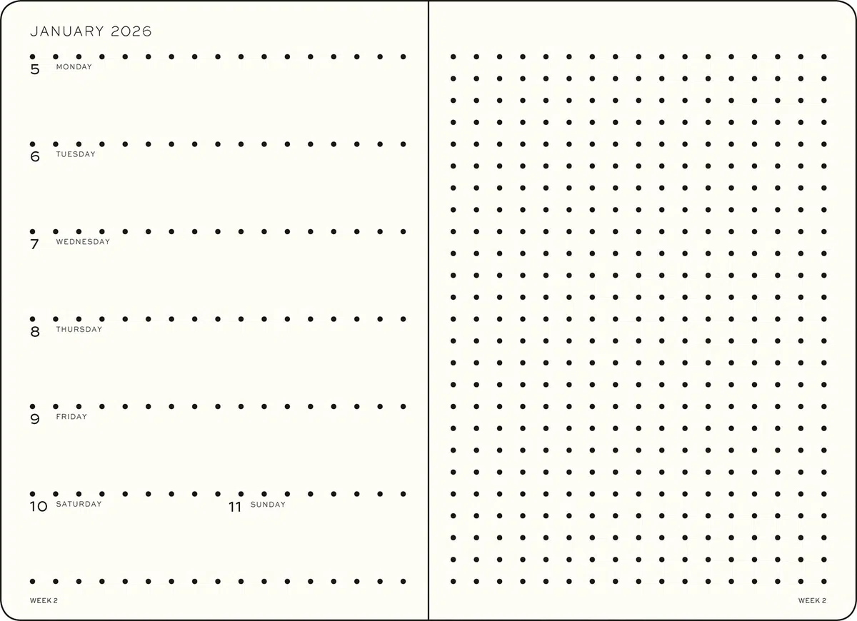 LEUCHTTURM1917 372701 agenda e taccuino settimanale Dotted Medium (A5) 2026, Dusty Rose, Inglese