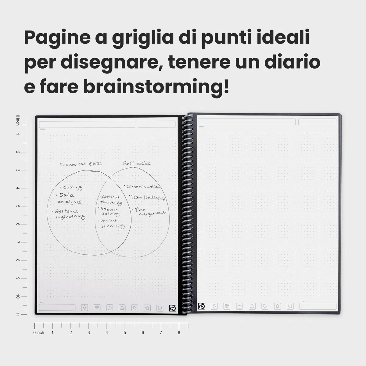 Rocketbook Core Quaderno a Spirale Riutilizzabile, Formato Letter 21 cm x 29,7 cm, Nero - Pagine Puntinate, Connessione App, Copertina Resistente, Ideale per Scuola, Lavoro e Progetti Creativ