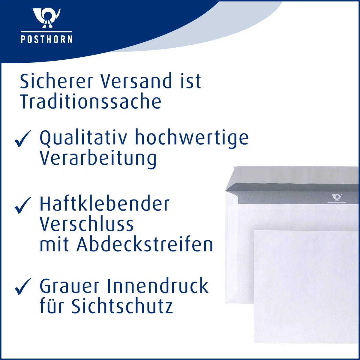 Posthorn 01720150 Buste formato DIN orizzontale (110 x 220 mm), 80 g, bianco, con chiusura adesiva, 1000 pezzi