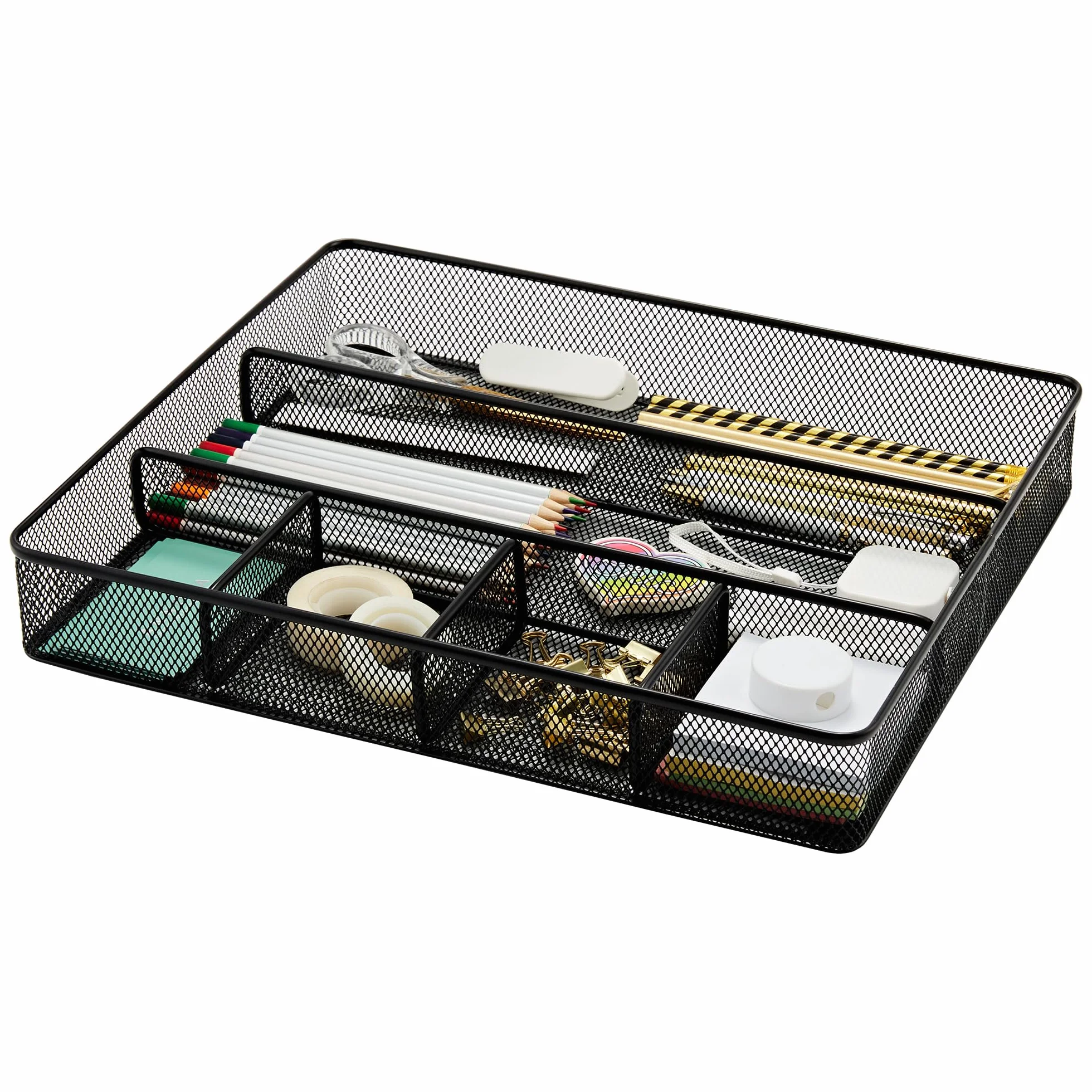 Annova Vassoio organizer per cassetti da scrivania, per organizzazione dell'ufficio, rete metallica, accessori e forniture per ufficio (Black)