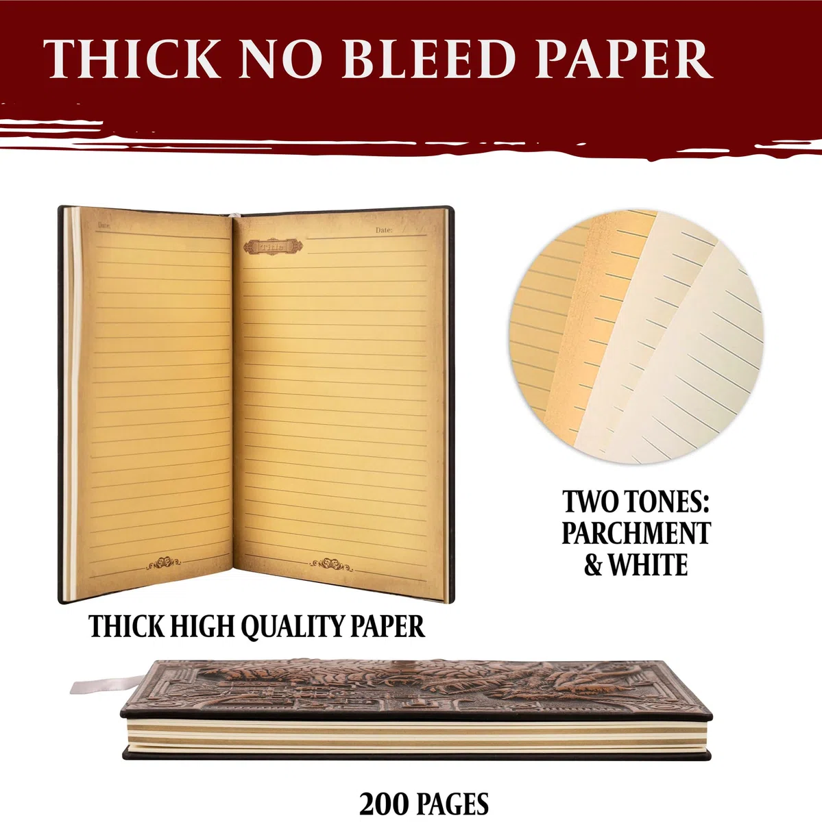 DND Notebook/Taccuino/Diario, 200 Pagine, Copertina in Ecopelle Goffrata con Drago di Bronzo 3D, con Penna, Ideale per Dungeons & Dragons/D&D/GDR/RPG, Regalo Nerd Fantasy DM e Giocatori, Uomini/Donne