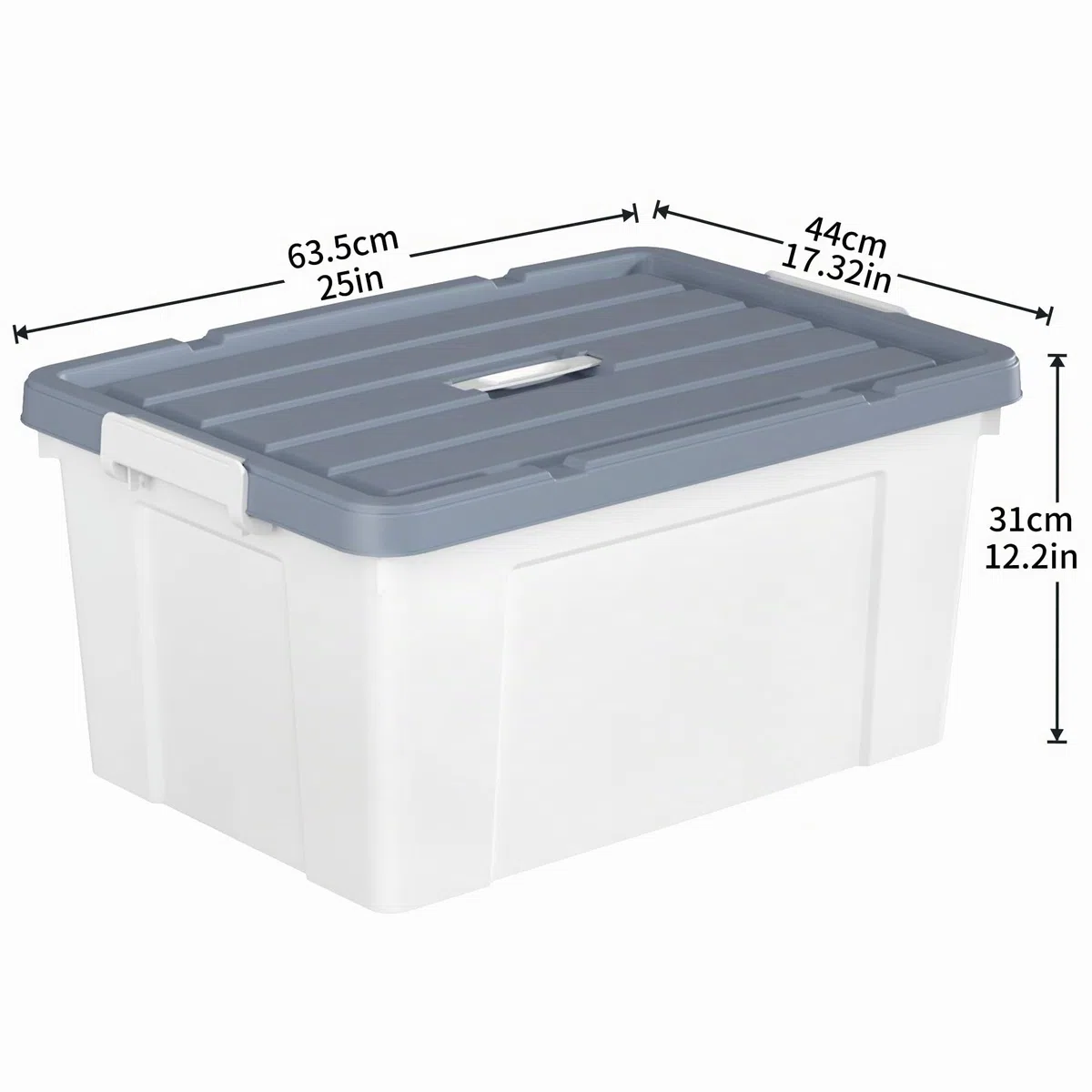 Cetomo 65L*3 Scatole di Stoccaggio in Plastica, Scatole Portaoggetti con Coperchio, Organizzatore con Manico, Contenitori per Casa e Ufficio, Impilabile, Resistente, Bianco, 65L - Confezione da 3