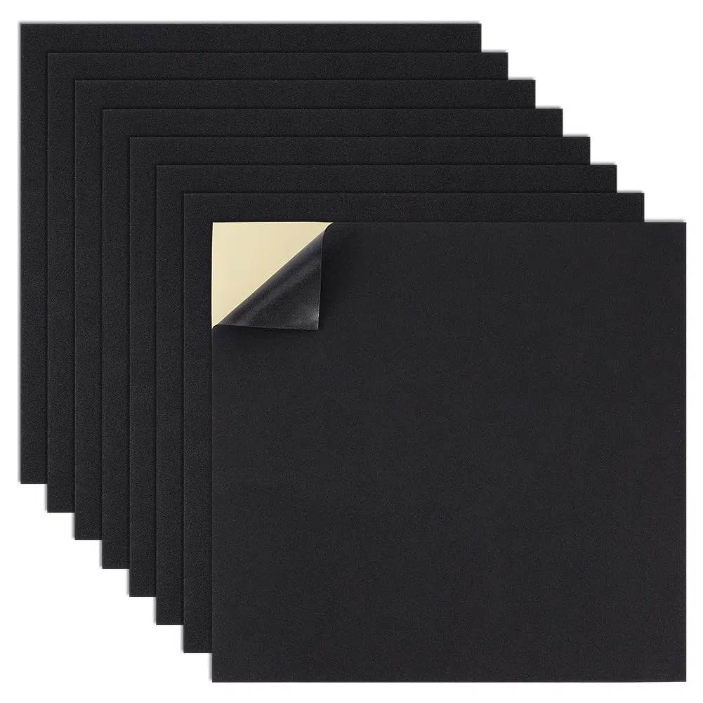BENECREAT 8 fogli autoadesivi in schiuma EVA, 1 mm, colore nero, per cosplay, imbottitura, protezione per mobili, scrapbooking, fai da te, 30 x 30 cm