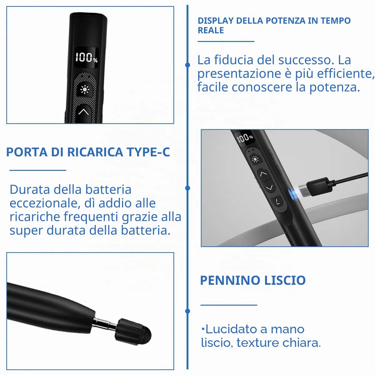 Presenter con puntatore laser, telecomando di presentazione con puntatore estensibile, PowerPoint telecomando, puntatore per presentazioni, puntatore laser, presentazione, per aula aula, aula, ufficio