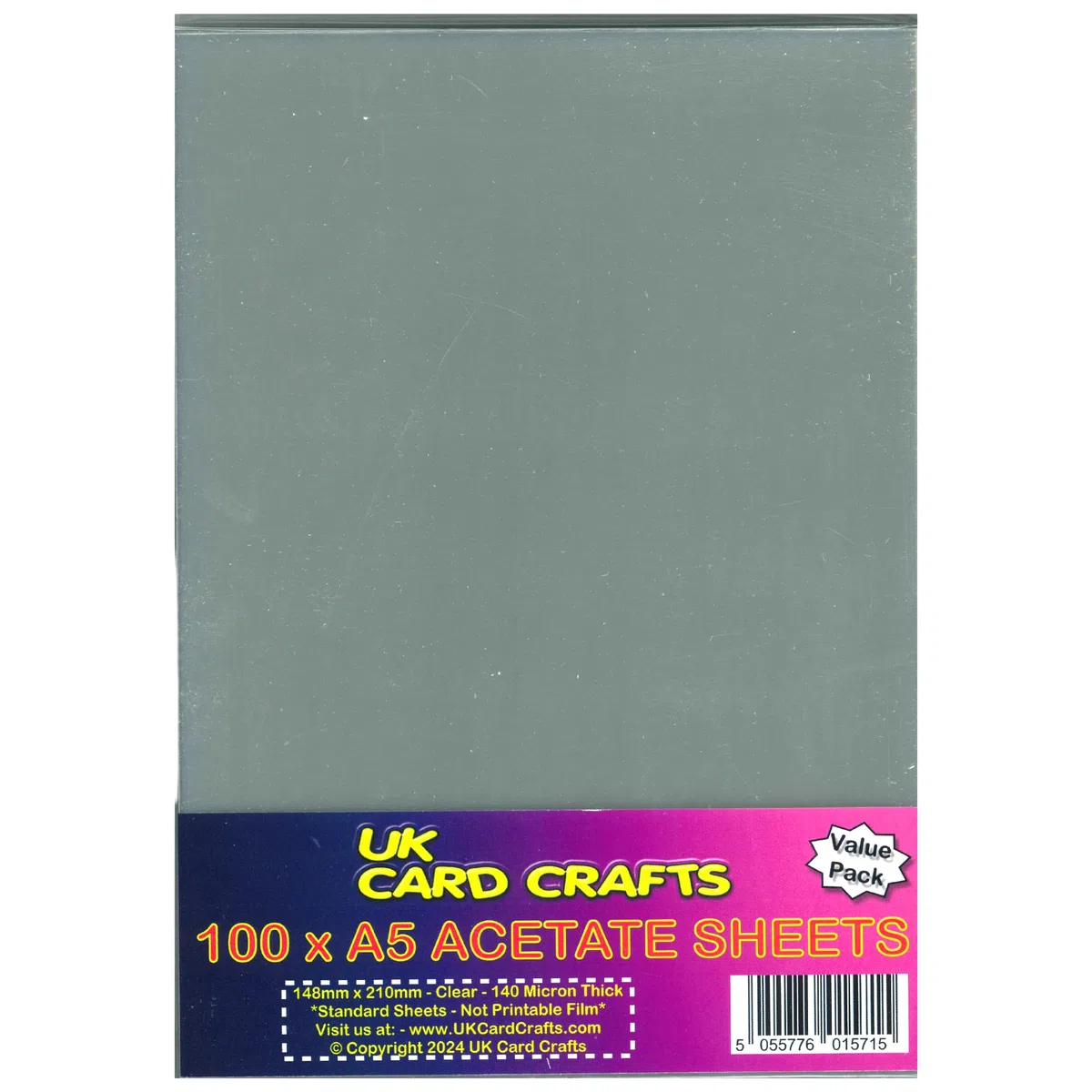 100 fogli in acetato, formato A5, 140 micron, 148 mm x 210 mm