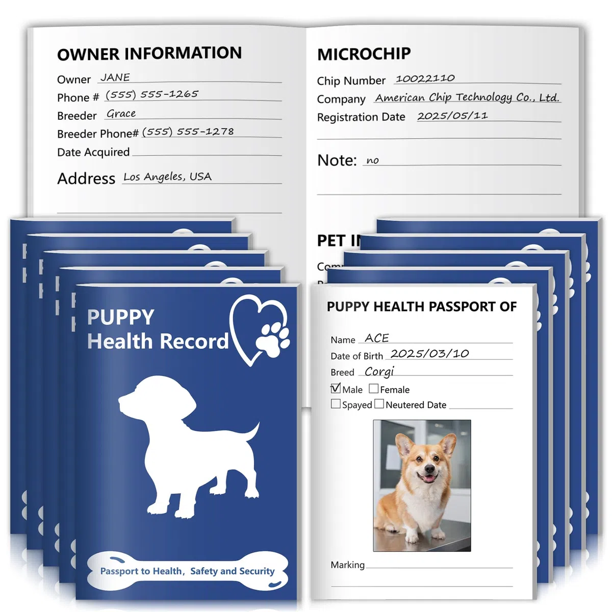 10 Confezioni di Libretti per Registrazione delle Vaccinazioni per Cuccioli 12 Fogli per Confezione Libro per Registrazioni delle Vaccinazioni del Cane Schede Sanitarie del Cane 12,7x8,9cm Quaderno