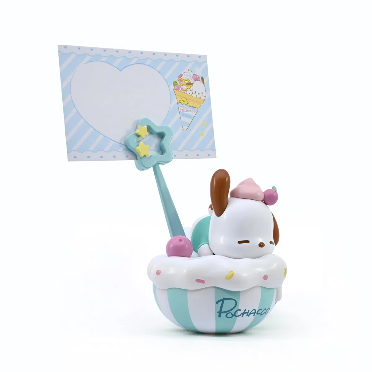 Yume Sanrio Pochacco Party Time Memo Stand - Simpatica clip da scrivania Sanrio con design cappuccino | Regali anime per ragazze e collezionisti Sanrio