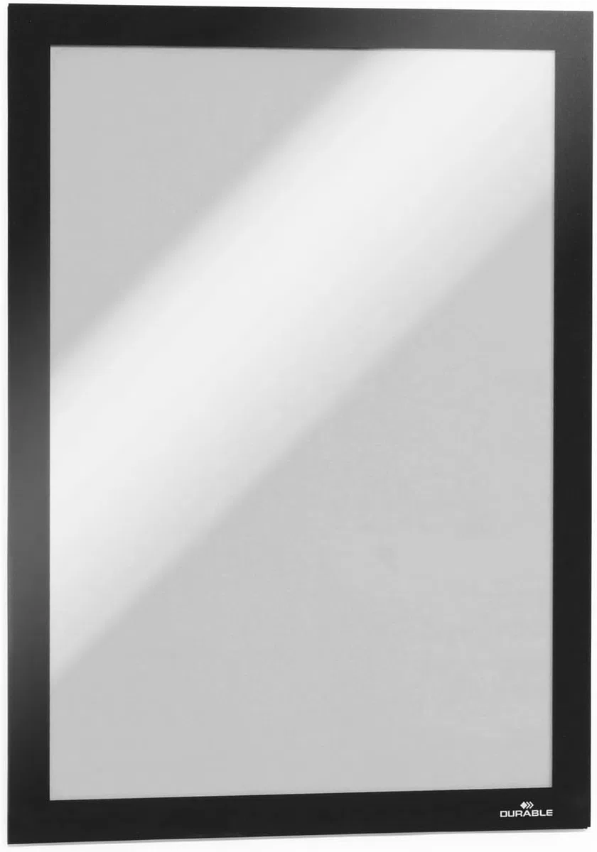 Durable 487201 Duraframe A4, Cornice Espositiva Adesiva, per Superfici Lisce e Solide, Formato A4, Confezione da 2 Pezzi, Nero