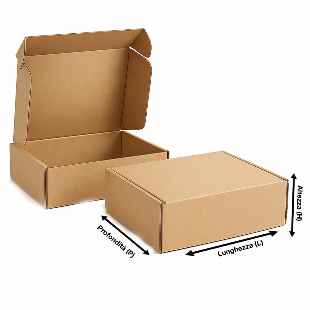 15 Scatole Per Spedizioni- 35x30x20h - Varie Misure -Scatole piatte Automontanti Avana per Ecommerce ideali per trasportare oggetti o indumenti(35x30x20)