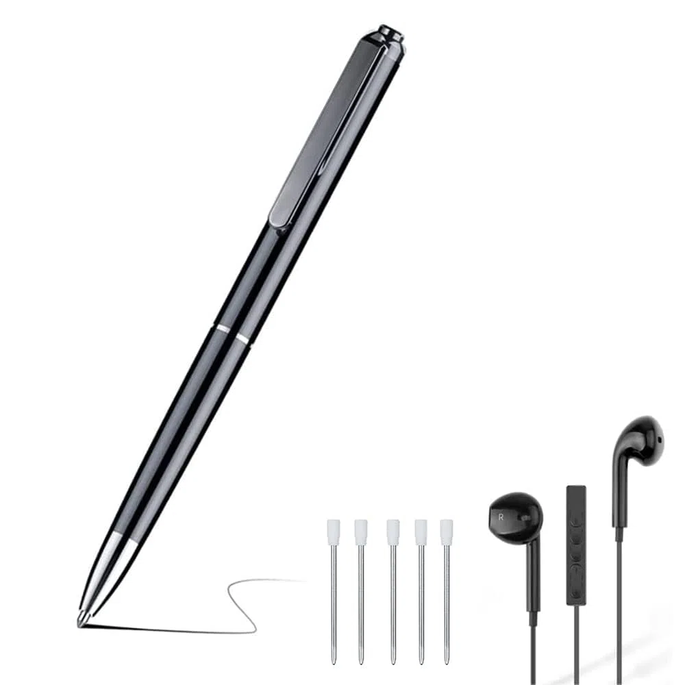 Penna Registratore Vocale 32GB HD - Mini Registratore Portatile Ricaricabile per Conferenze, Riunioni, Interviste & Concerti - Attivazione Vocale & Riproduzione MP3
