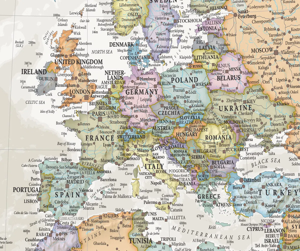 Maps International - Mappa del mondo + Offerta Gratuita una Mappa Italia - stile classico - Laminato