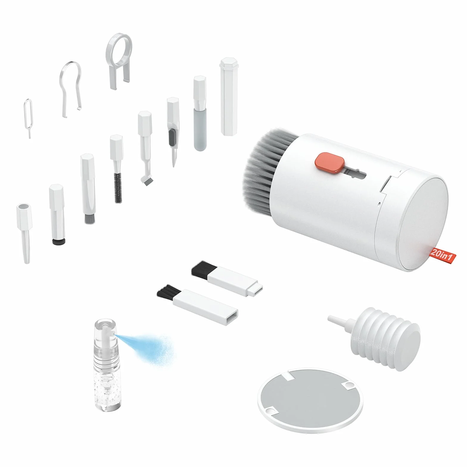 20 in 1 Kit Pulizia Penna Pulisci Auricolari - Soft Keyboard Cleaner Brush Multifunzione Polvere Spazzola Estrattore per Tastiera Pulizia, Bianco