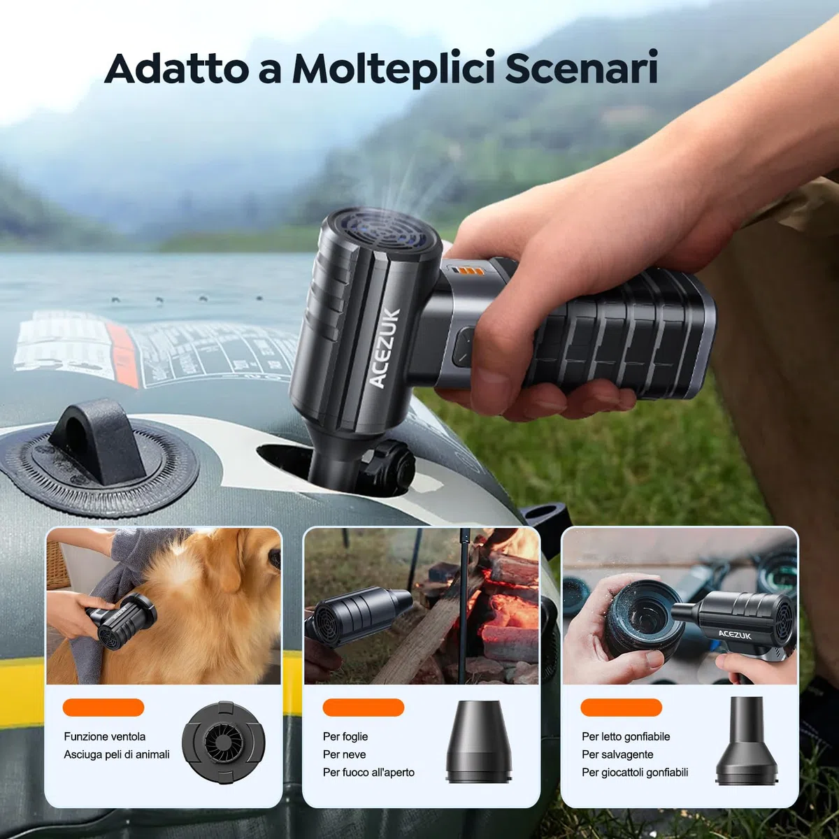 Aria Compressa Elettrico Rimuovi Polvere, 250000RPM & 10500mAH & 4 Velocità Air Duster Soffiatore PC con Batteria Ricaricabile Per PC, Tastiera, Ufficio, Auto, Puliz