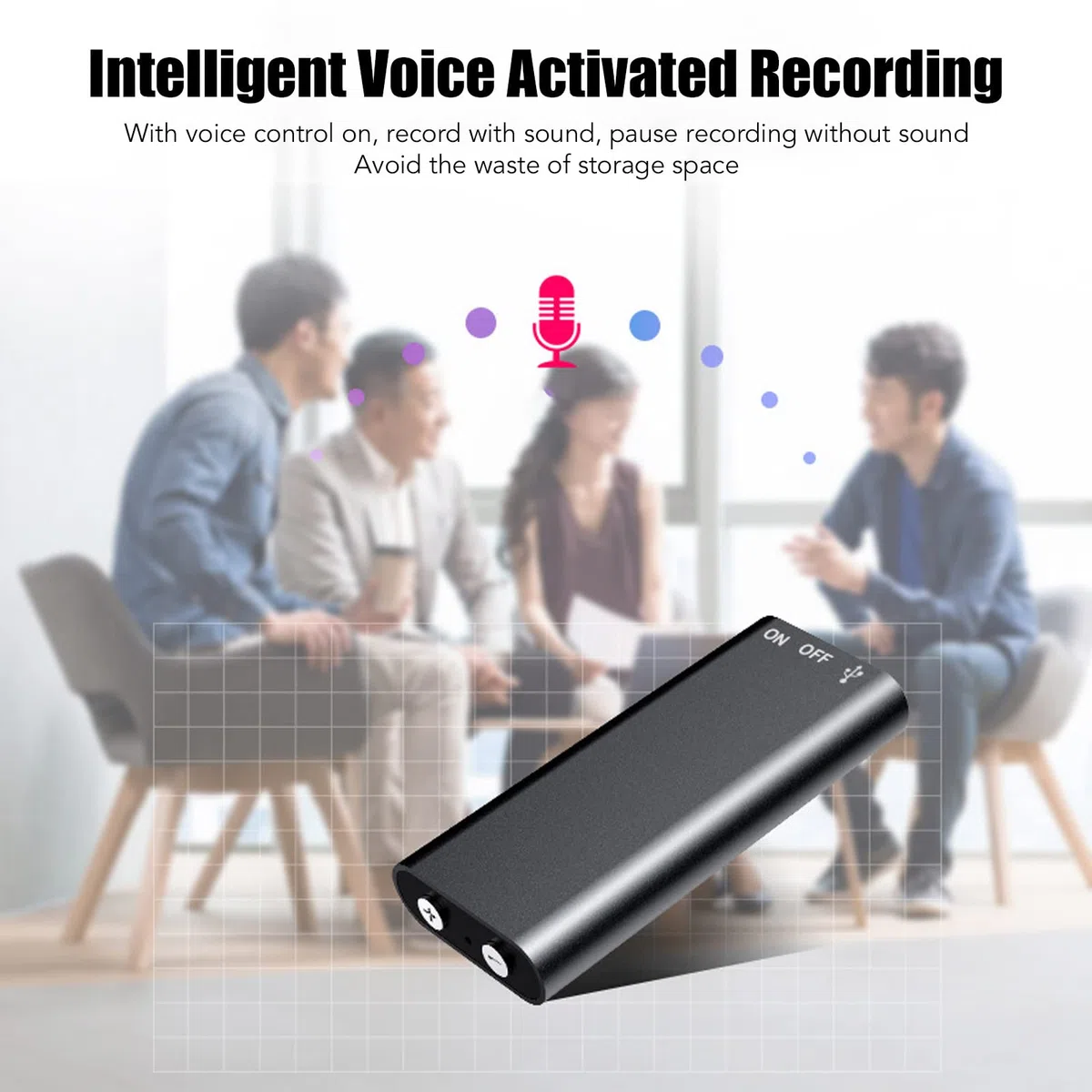 Registratore Vocale, Registratore Vocale Digitale Multifunzionale Ad Attivazione Vocale HD Registratore Audio Ricaricabile Tramite USB, per Riunioni di Interviste a Lezioni (Inglese neutro, nero 8GB)