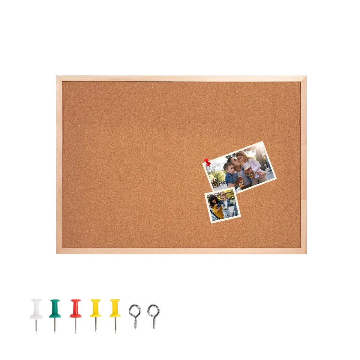 Pryma Lavagna in Sughero da Parete – Bacheca con 7 Puntine Incluse – Pannello Porta Appunti per Ufficio, Casa e Scuola (50x70 cm)