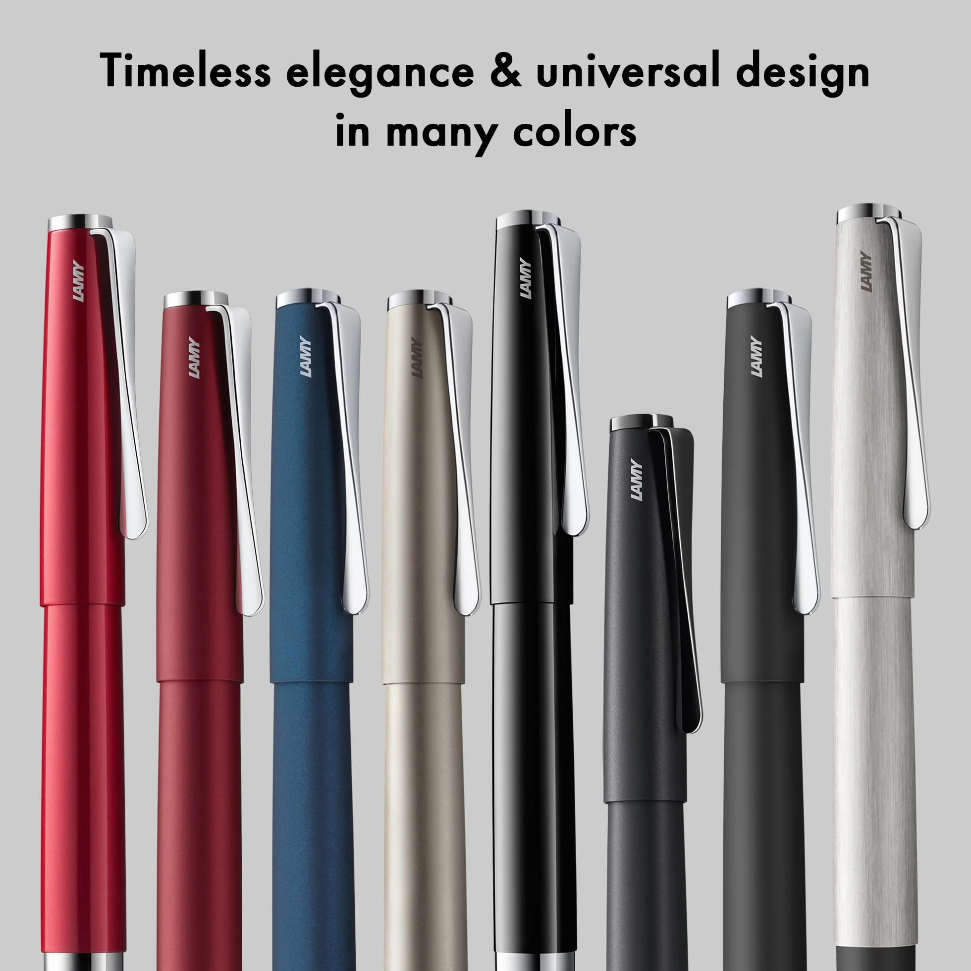 Lamy Studio Premium 069 - Penna stilografica in acciaio INOX con finitura laccata lucida e pennino in acciaio lucido, misura M, clip a elica, con cartuccia d'inchiostro T 10, colore: Blu