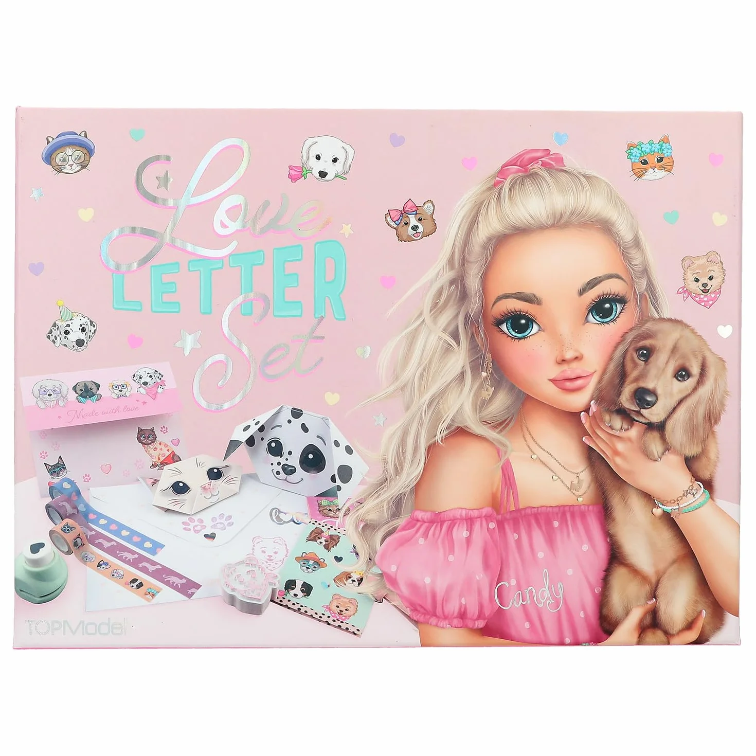 Depesche 12881 TOPModel Kitty And Doggy - Set di Lettering a Mano con Disegno di Cani e Gatti, con Carta da Lettera, Buste, Adesivi, Timbro UVM.