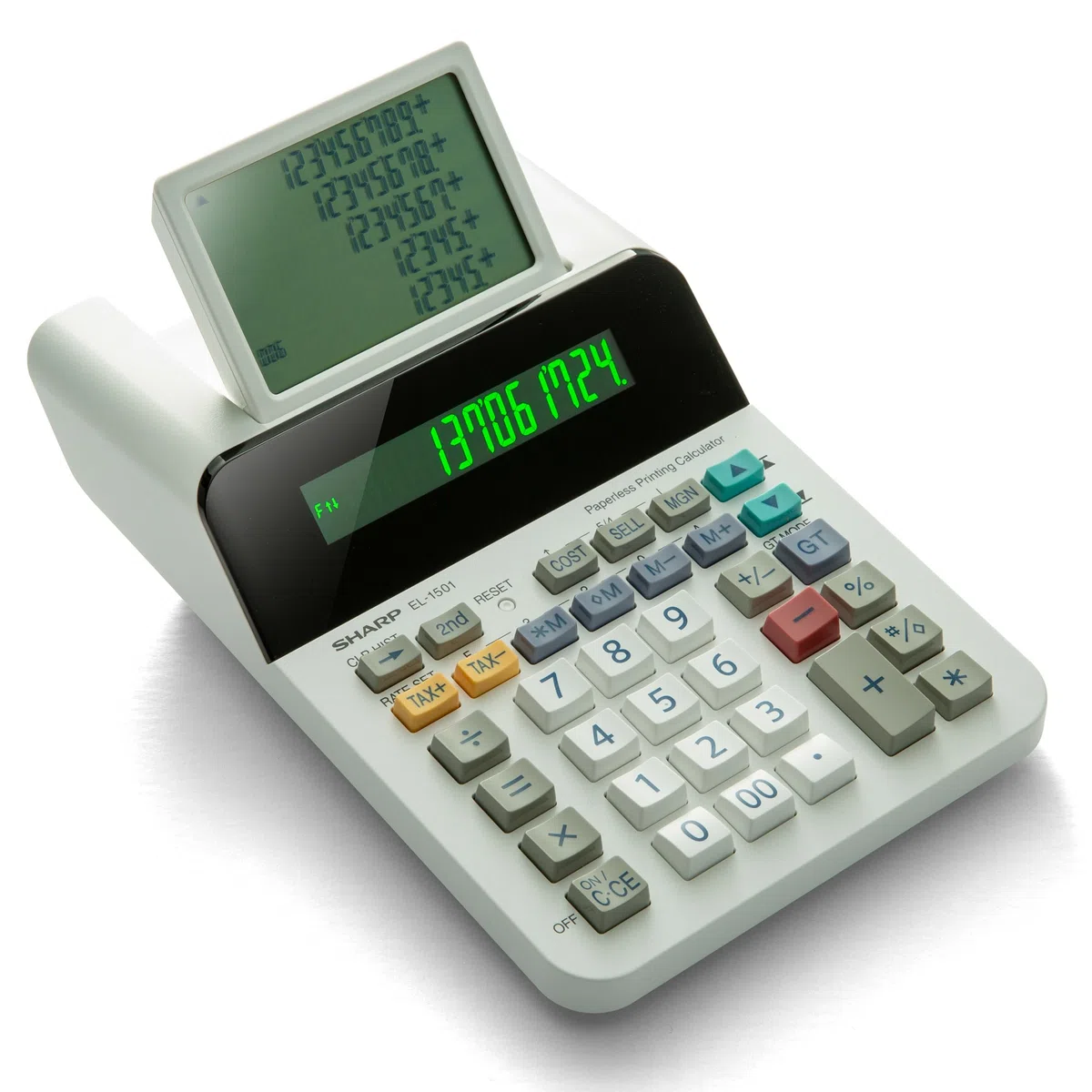 Sharp El-1501 - Calcolatrice da tavolo compatta senza carta senza carta con display a 12 cifre che utilizza la logica della calcolatrice di stampa