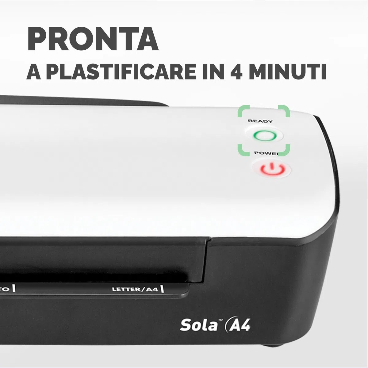 Fellowes plastificatrice Sola, formato A4, fino a 125 micron, uso domestico, plastificatrice con leva di sblocco e modalità riposo, riscaldamento in 4 minuti [ESCLUSIVA AMAZON]