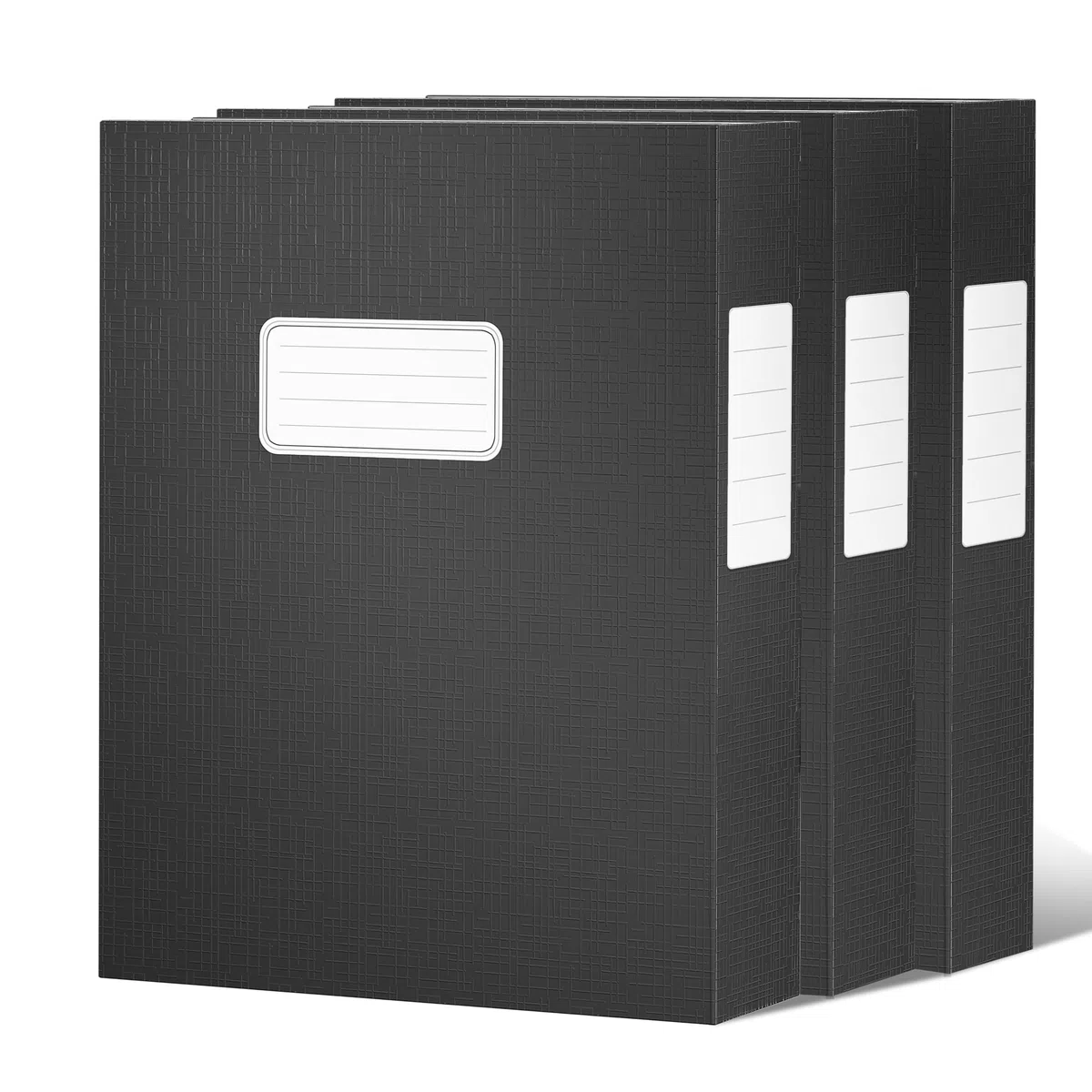 JiaWei Pezzi 3 Cartelle Portadocumenti Scatole da con Coperchio Magnetico, Dorso da 40 mm, In Cartoncino Extra Resistente da 1800 g/m², Etichette con Scomparto Per il Nome DIN A4- Nero