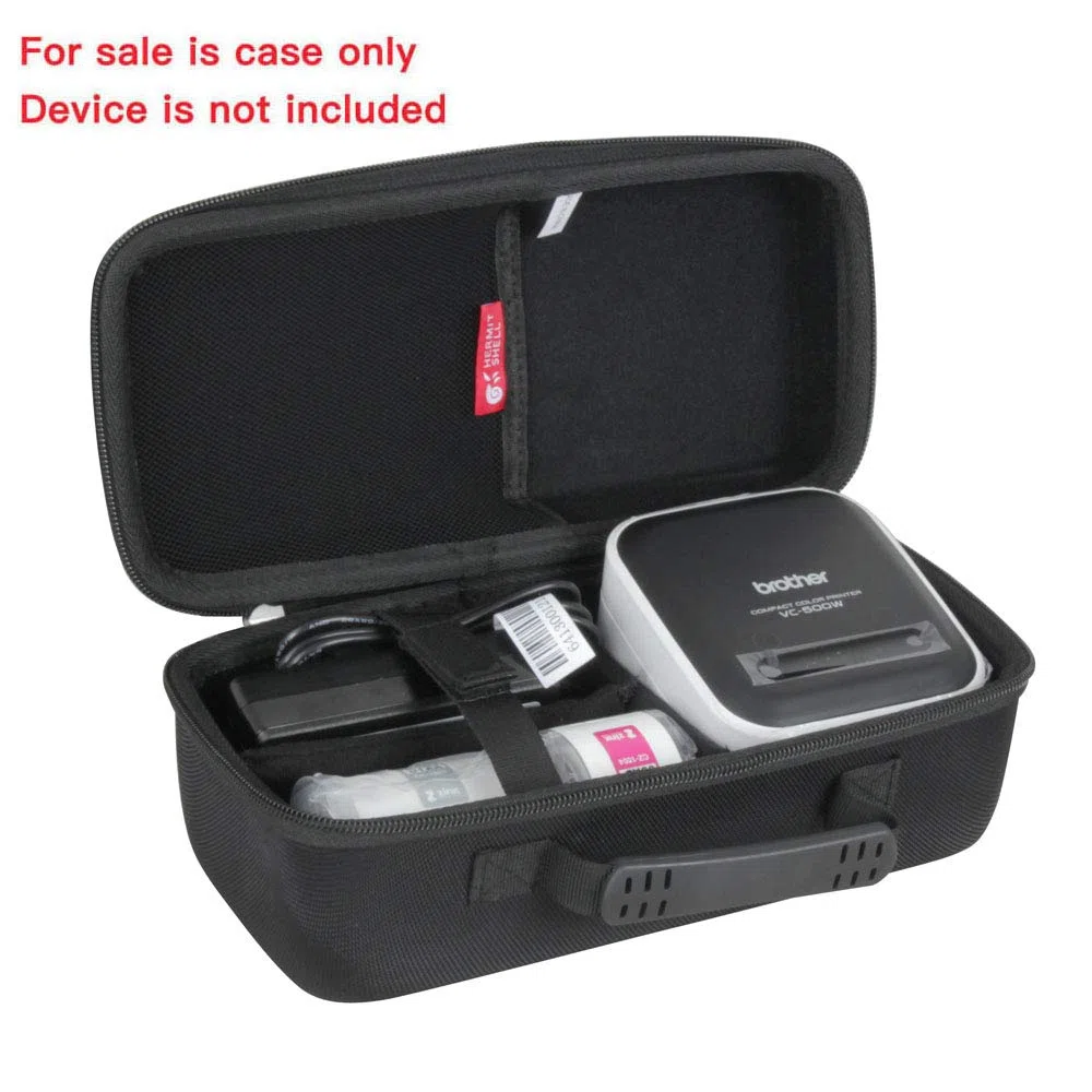 Hermitshell - Custodia rigida, in EVA, per etichettatrice Brother VC-500W, da viaggio, colore: nero
