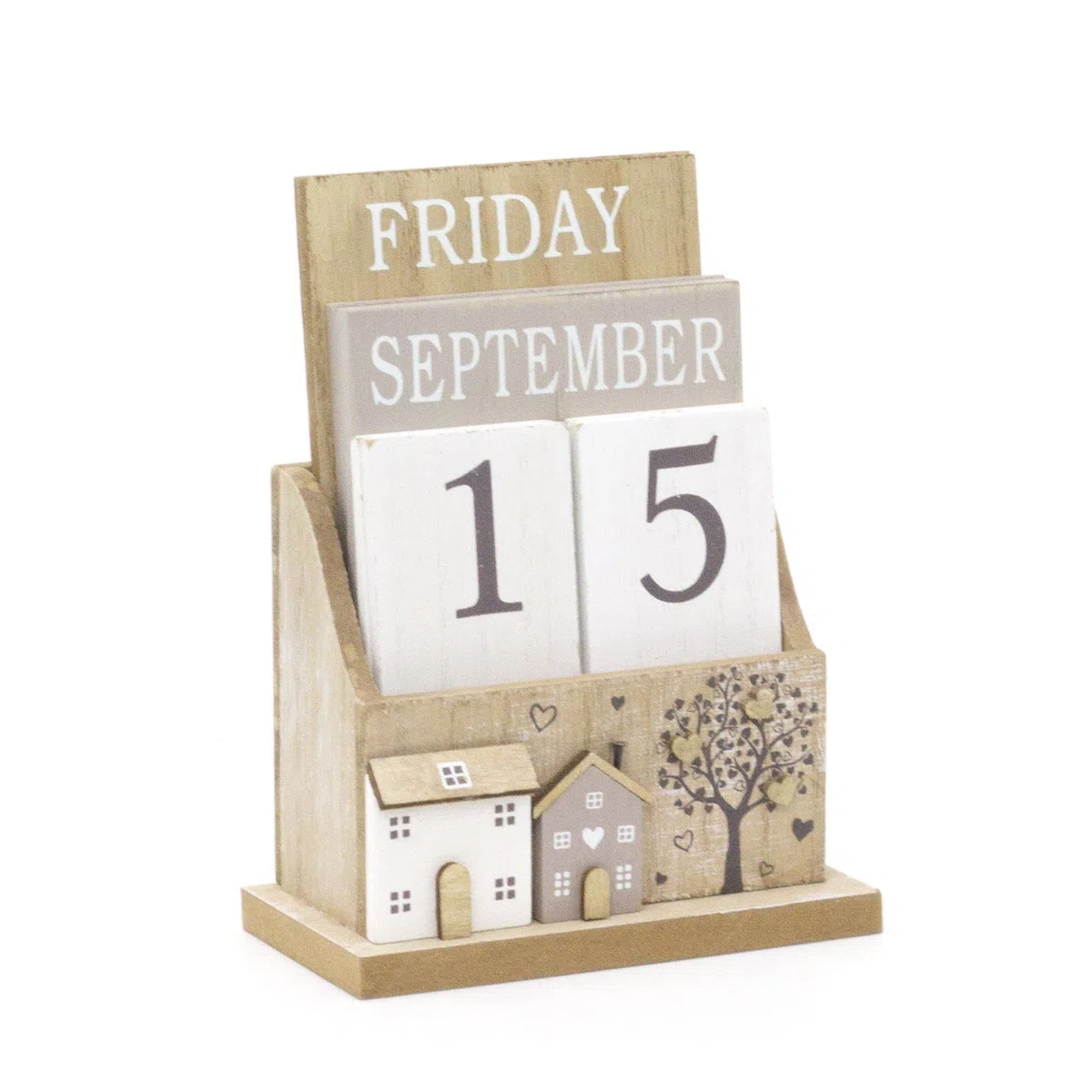 Calendario Perpetuo in Stile Shabby Chic in Legno | Calendario da Scrivania a Sfogliare | Calendario da Scrivania Calendario per la Casa