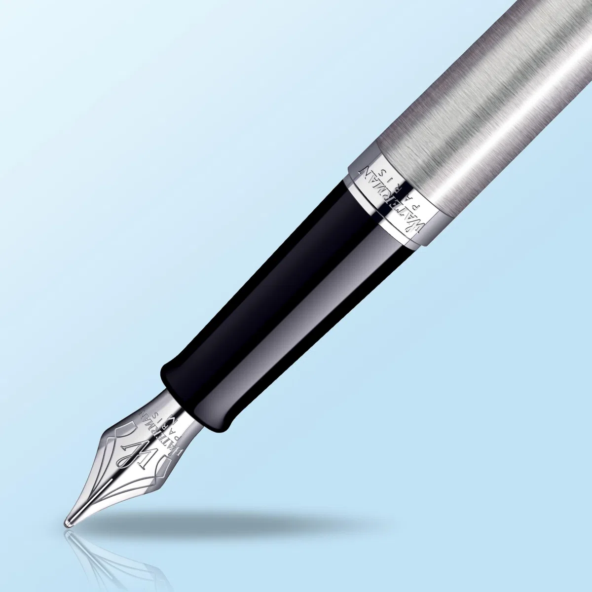 Waterman Hémisphère penna stilografica | in acciaio inossidabile con finiture cromate | pennino sottile con cartuccia di inchiostro blu | confezione regalo