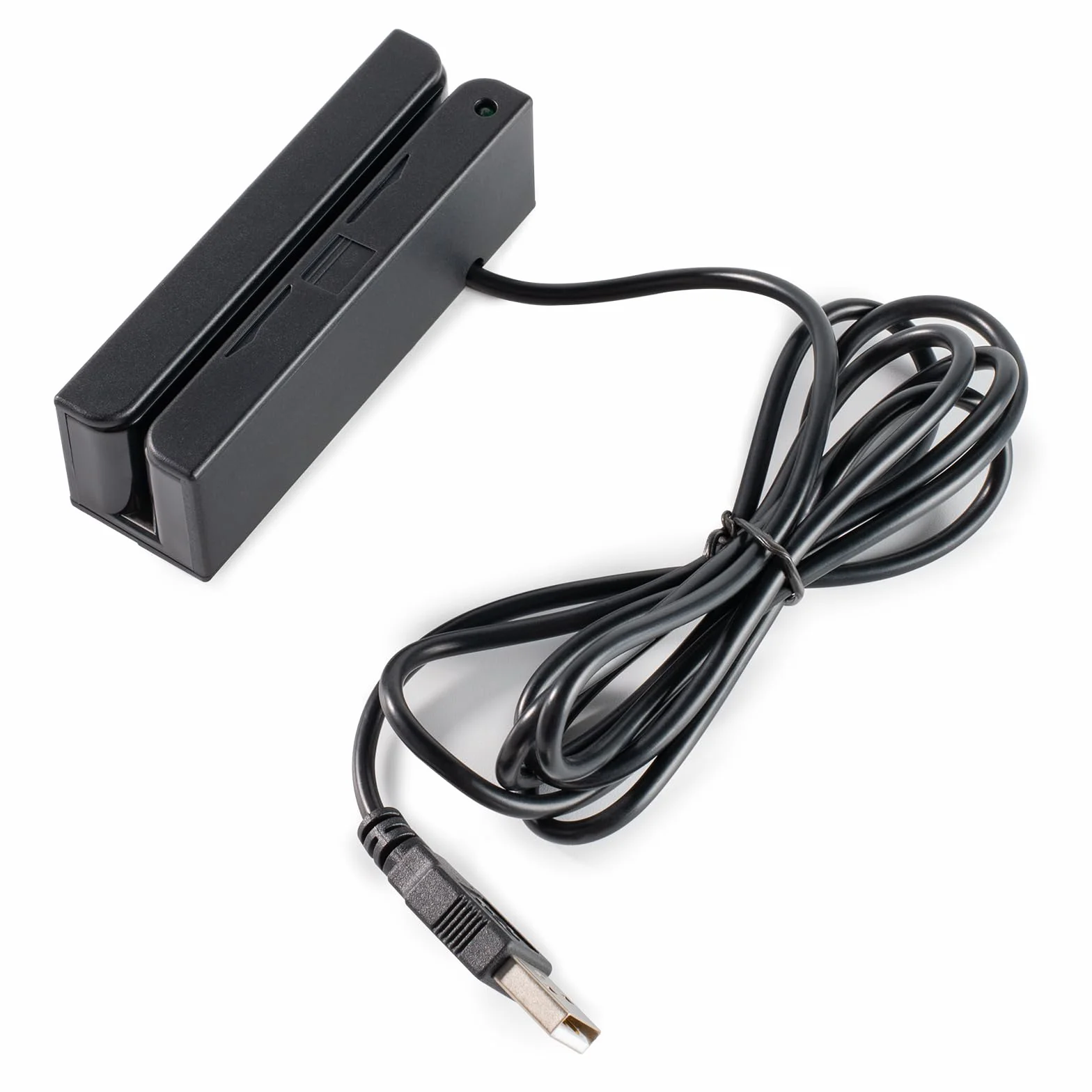 Mini MSR90-USB lettore di carte di credito a banda magnetica con cicalino supporta l'acquisizione dati a 3 tracce ed è adatto per sistemi POS (Point of Sale) e sistemi di controllo accessi.