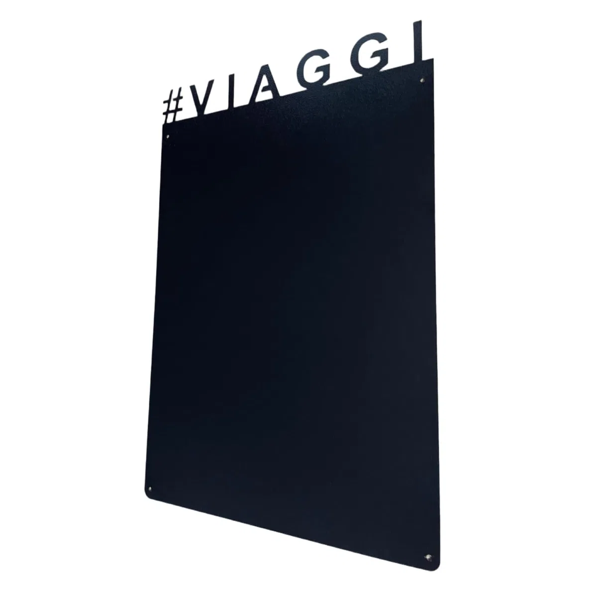 Lavagna Magnetica da Parete in Acciaio Nera VIAGGI 75x49 cm, Black Memo-Board, Pannello Magnetico per Calamite, Lavagna da Cucina, Ufficio, Camera dei Bambini