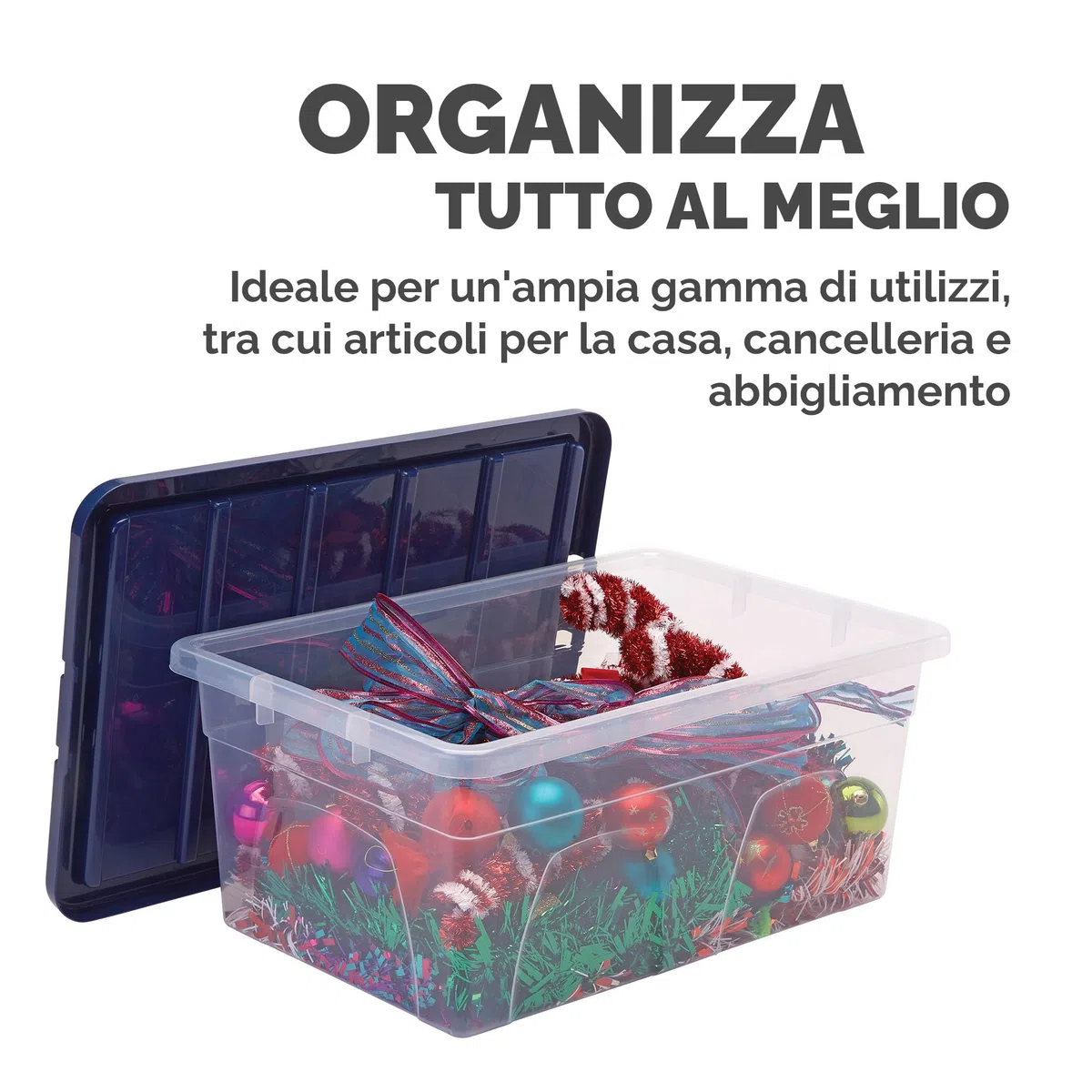 Bankers Box 38L scatole in plastica in confezione da 3, BPA-Free, con coperchi riciclati al 100%, impilabili, coperchio anti polvere, 25x38x56cm, ideali per organizzare la casa e l'ufficio
