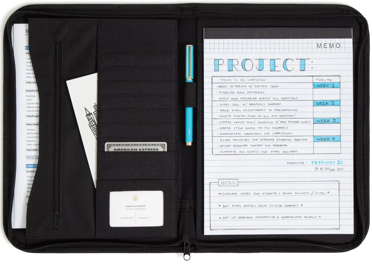 Smead 85845 - Blocco note a righe, con chiusura a cerniera, formato lettera, colore: Nero