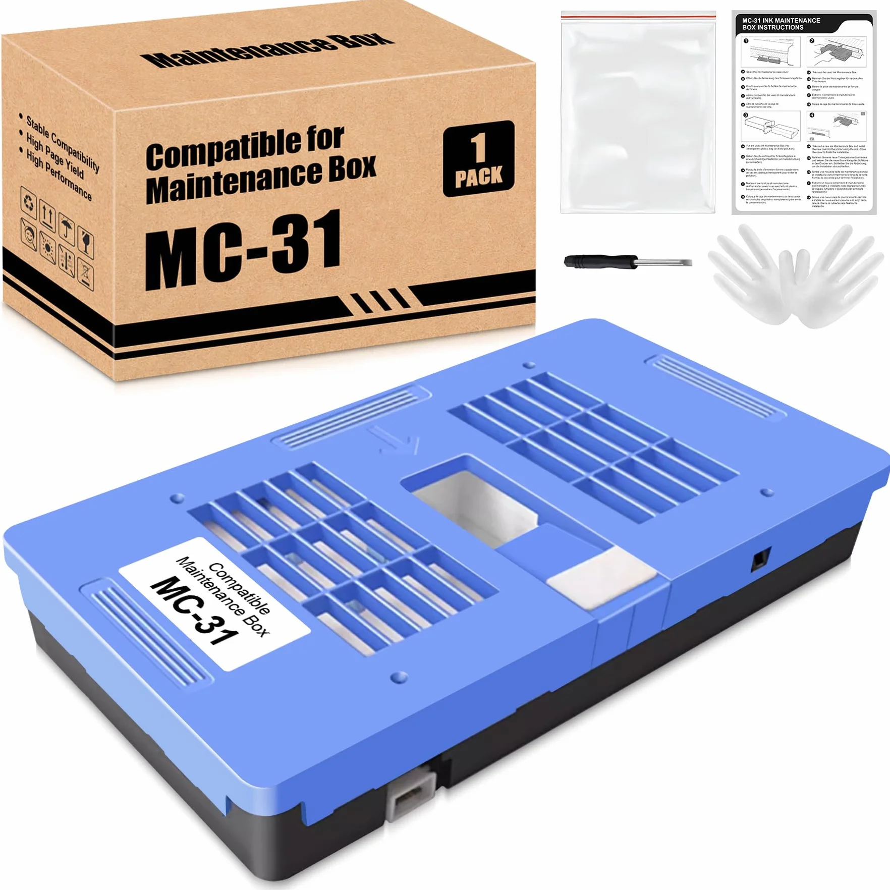 MC-31 MC31 cartuccia di manutenzione compatibile con CAN imagePROGRAF Ta-20 Ta-30 TM-200 TM-205 TM-300 TM-305 TM-5200 TM-5205 TM-5300 TM-5305 TM-5400 TM-540 10 stampanti (1 confezione