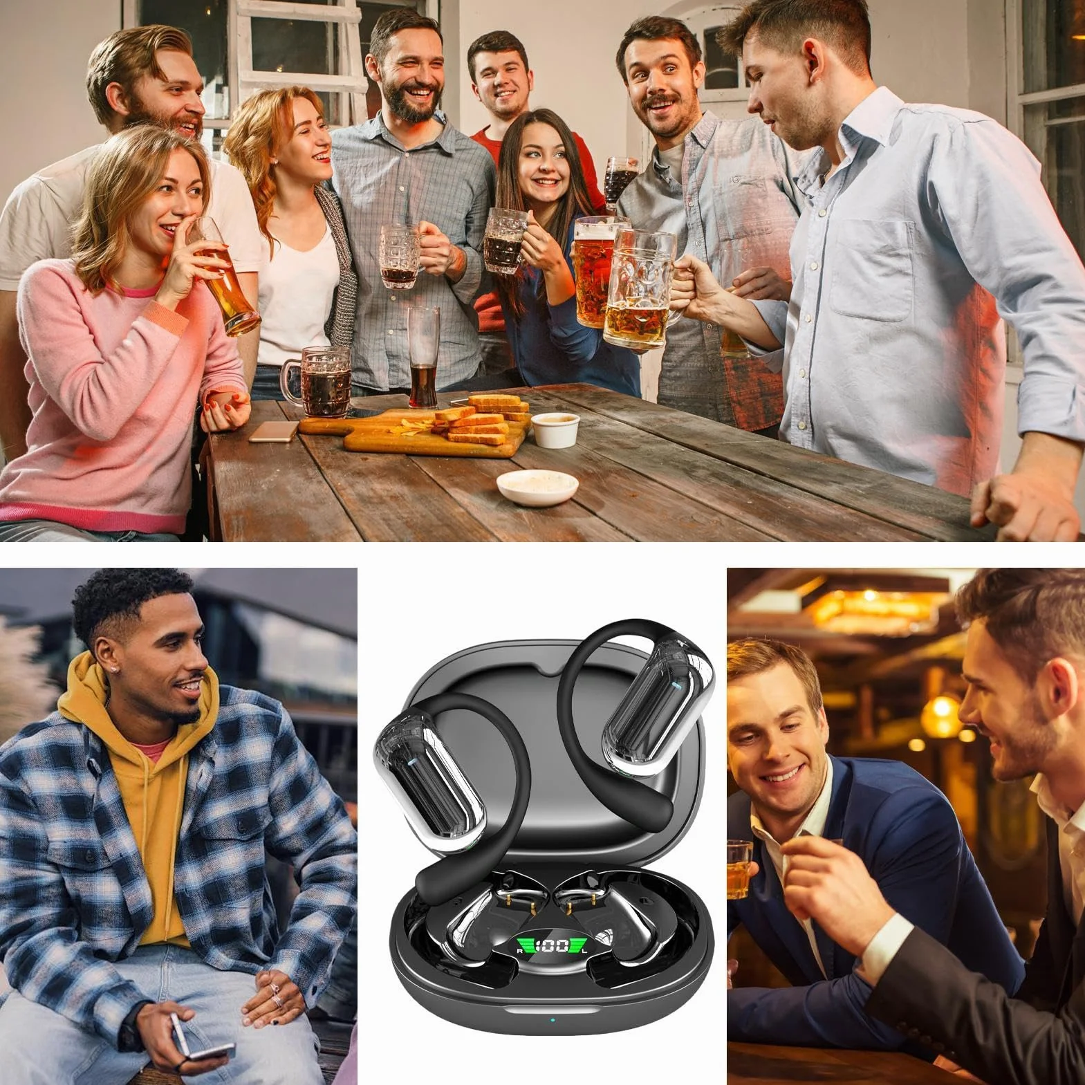 Auricolari traduttori linguistici, Auricolari per traduzione Wireless, traduzione intelligenza Artificiale, traduttore in Reale, 144 Lingue, Cuffie in-Ear per Viaggi