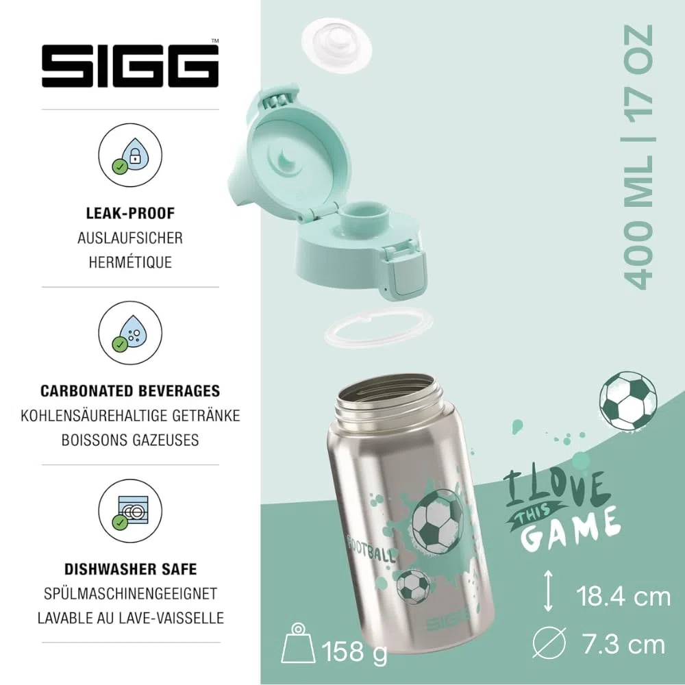 SIGG - Borraccia Bambini In Acciaio Inox - Shield One - Perfetta Per Bevande Gassate - Ermetica - Leggera - Senza BPA - 0,5L