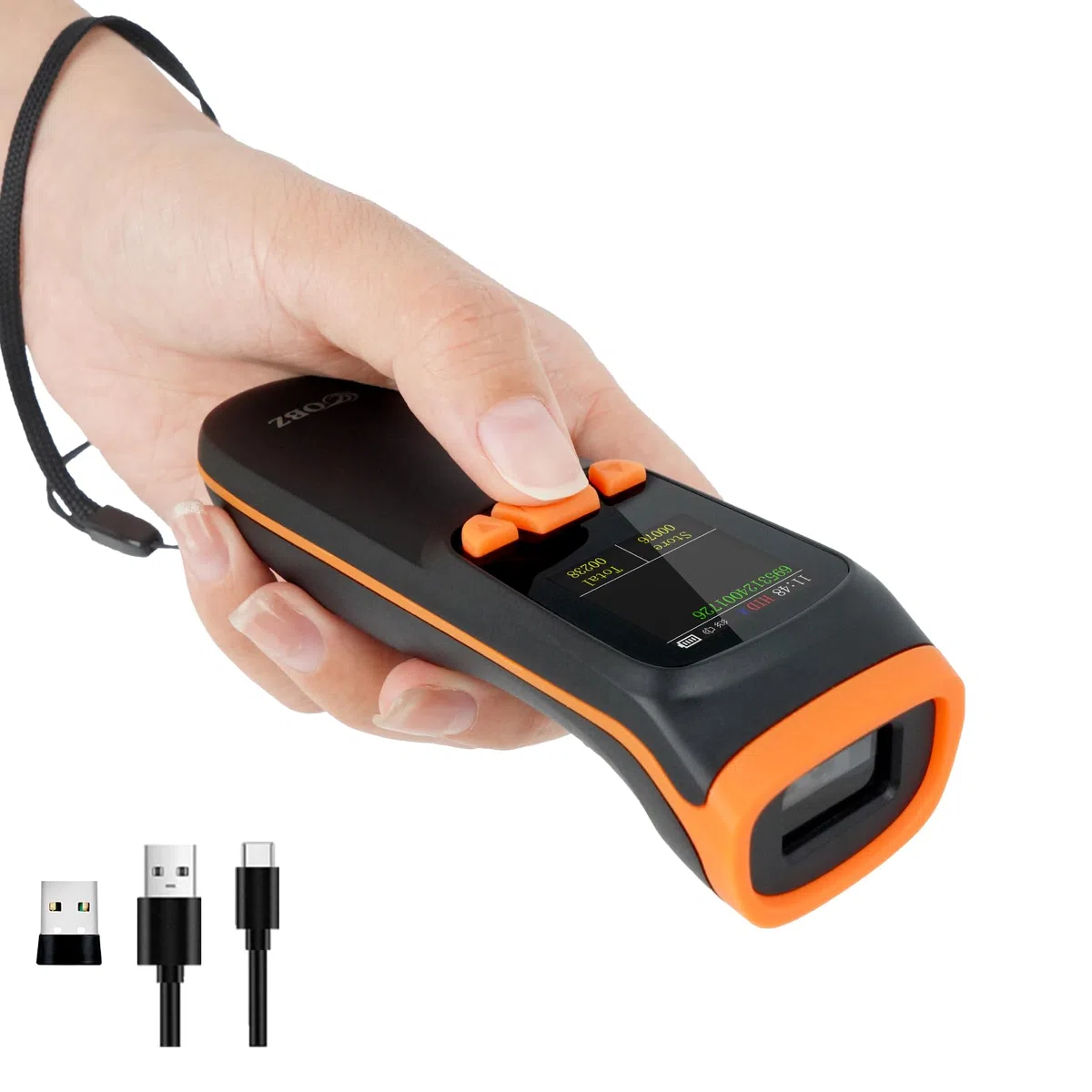 Lettore Codice a Barre Wireless QR 2D 1D con Schermo, OBZ Lettore Barcode Bluetooth cavo USB Scanner di Codice a barre Senza Fili Lettore QR Code per PC iOS Windows Android Tablet Inventario