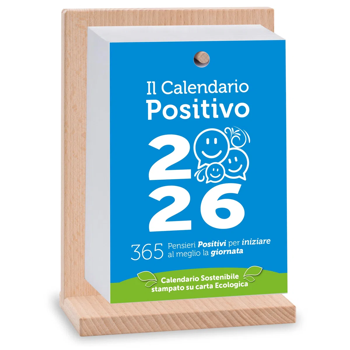 Calendario Positivo 2026 Motivazionale | Con Supporto in Legno di Faggio, da Tavolo | Affronta le Giornate col Sorriso ed un Pensiero filosofico | Idea Regalo geniale | Misure 12x17x5,5 | Luxury Pack